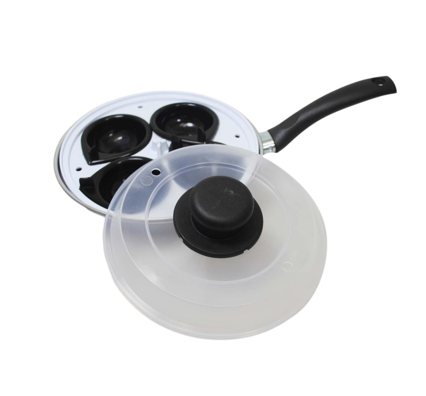 Non Stick Home Kitchen 4 Egg Poacher Pan 20cm With Long Safety Handle Egg Poacher 5.5cm 9101 A (Parcel Rate)