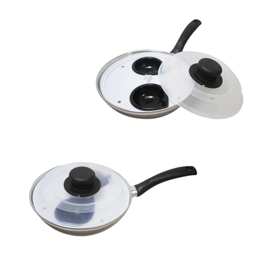 Non Stick Home Kitchen 2 Egg Poacher Pan 20cm With Long Safety Handle Egg Poacher 5.5cm 9103 A (Parcel Rate)