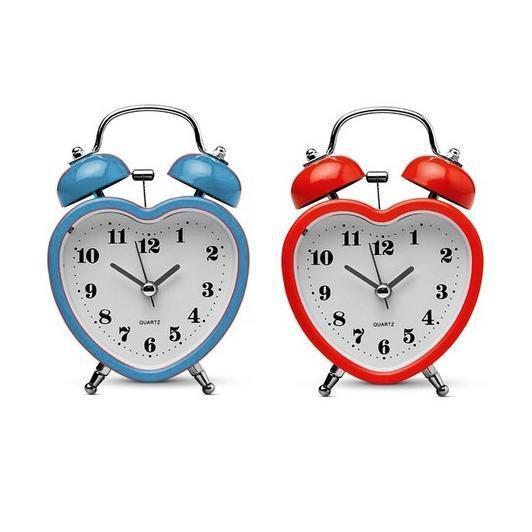 Heart Bedroom Alarm Clock with Bell Retro Design 8 cm Assorted Colours 0515