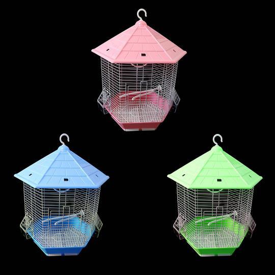 Hexagon Metal Bird Cage Assorted Colours 1007 A (Big Parcel Rate)
