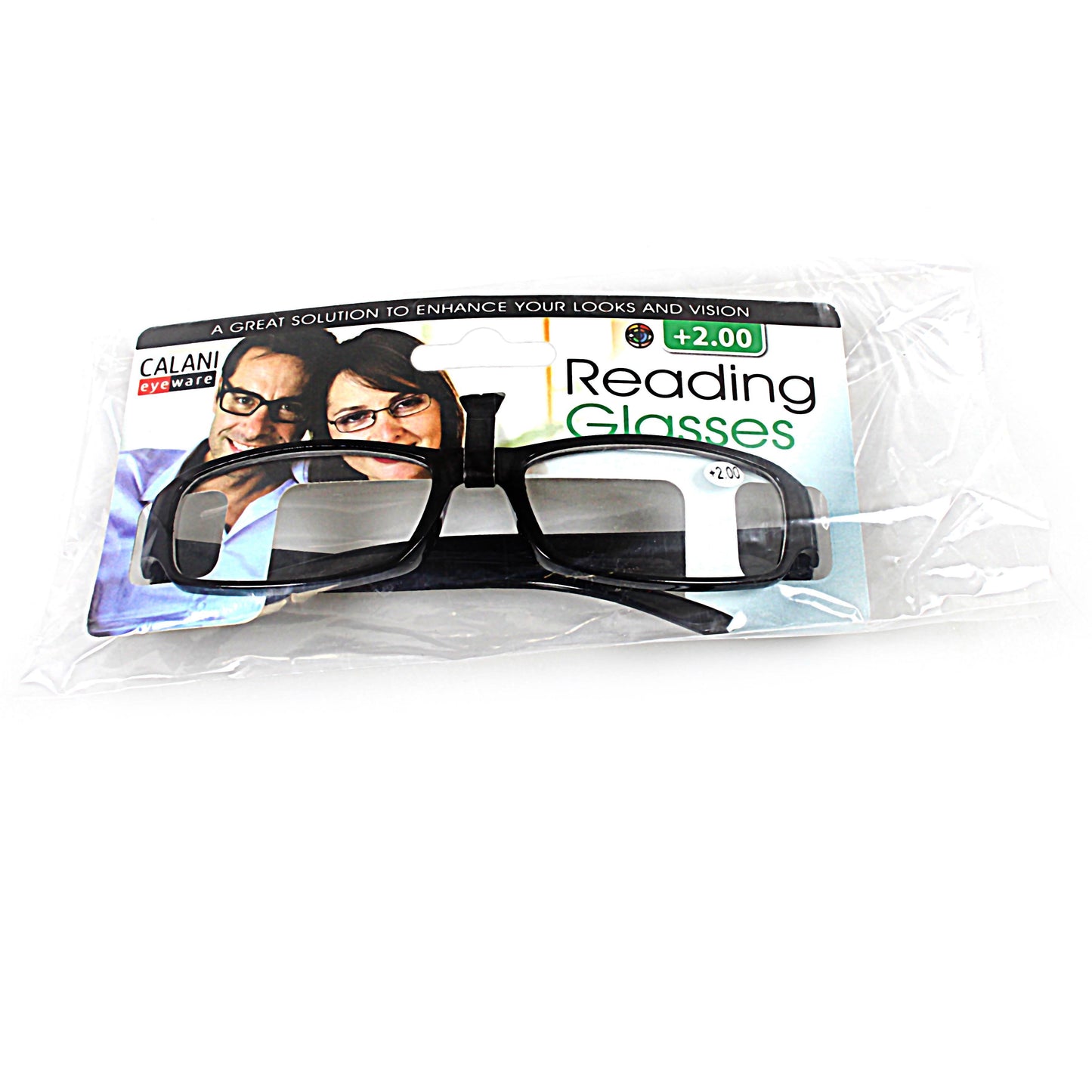 Plastic Calani Reading Glasses +2.00 Assorted Colours RD200 / BOX200 (Parcel Rate)