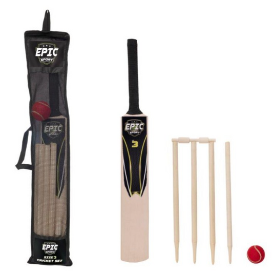 Children's Outdoor Wooden Cricket Bat Set Size 3 1394773 (Big Parcel Rate)