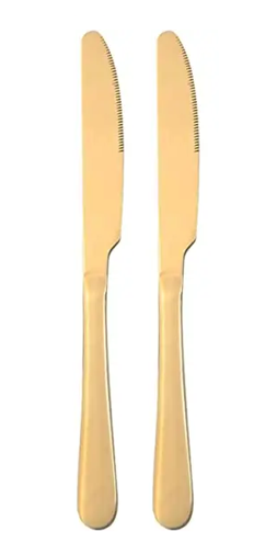 Gold Coloured Metal Butter Knife 22.5cm Pack of 2 7030 (Parcel Rate)