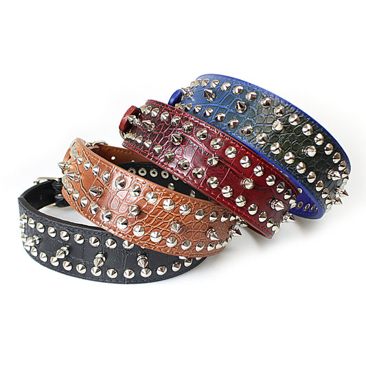 Pet Dog Adjustable PU Leather Studded Collar 4.5 x 56cm Assorted Colours 2014 (Parcel Rate)