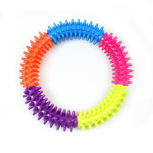 Pet Dog Toy Multicolour Soft Rubber Dental Chew Ring Toy 13 cm 4615 A (Large Letter Rate)