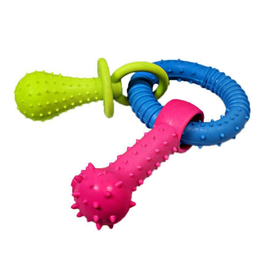 Pet Dog Chewing Toy Dummy Ring with Bone Assorted Colours 1817