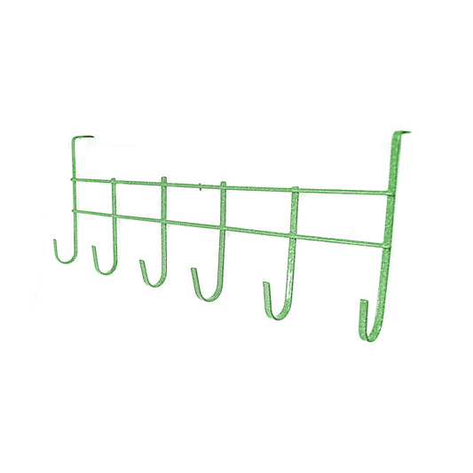 Metal Door Hanging Rack Storage 6 Hooks 45 cm Assorted Colours 0716 (Parcel Rate)