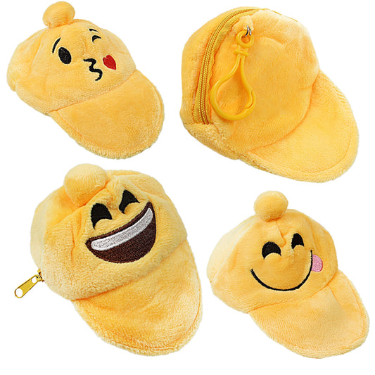Emoji Soft Hat Cap Shaped Coin Purse 9 cm Assorted Designs 4956 (Parcel Rate)
