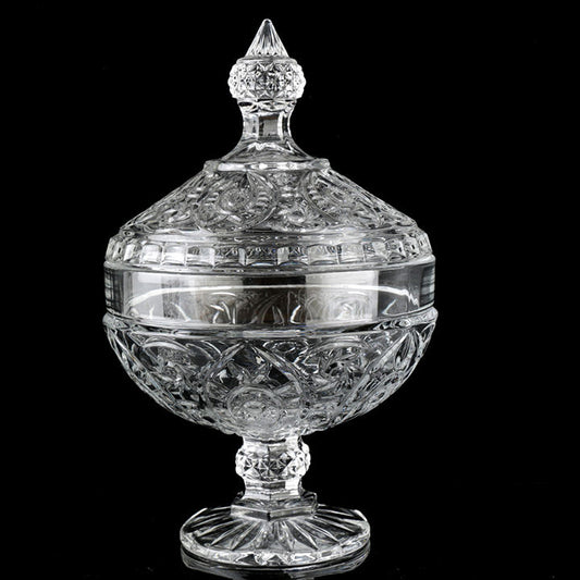 Glass Sweets Sugar Candy Footed Bowl with Lid 15.5 x 23cm 8848 / 9759 (Parcel Plus Rate)