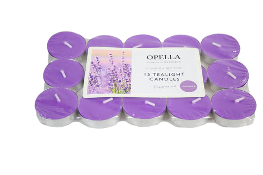 Scented Opella Lavender 12 Tealight Candles 3.5 Hour Burn Time CD001L (Parcel Rate)
