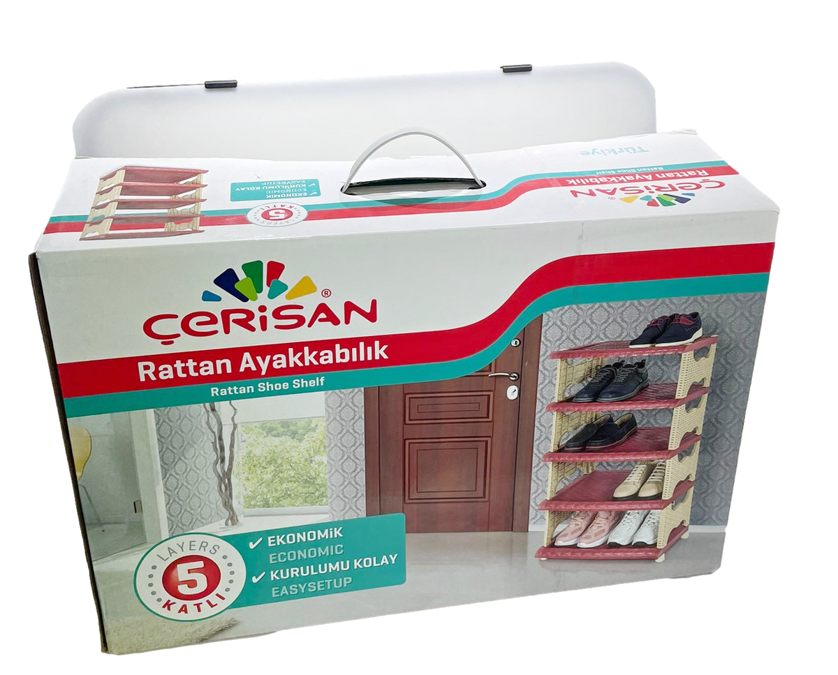 Rattan Eco Plastic Shoe Storage Rack 5 Tier K0756