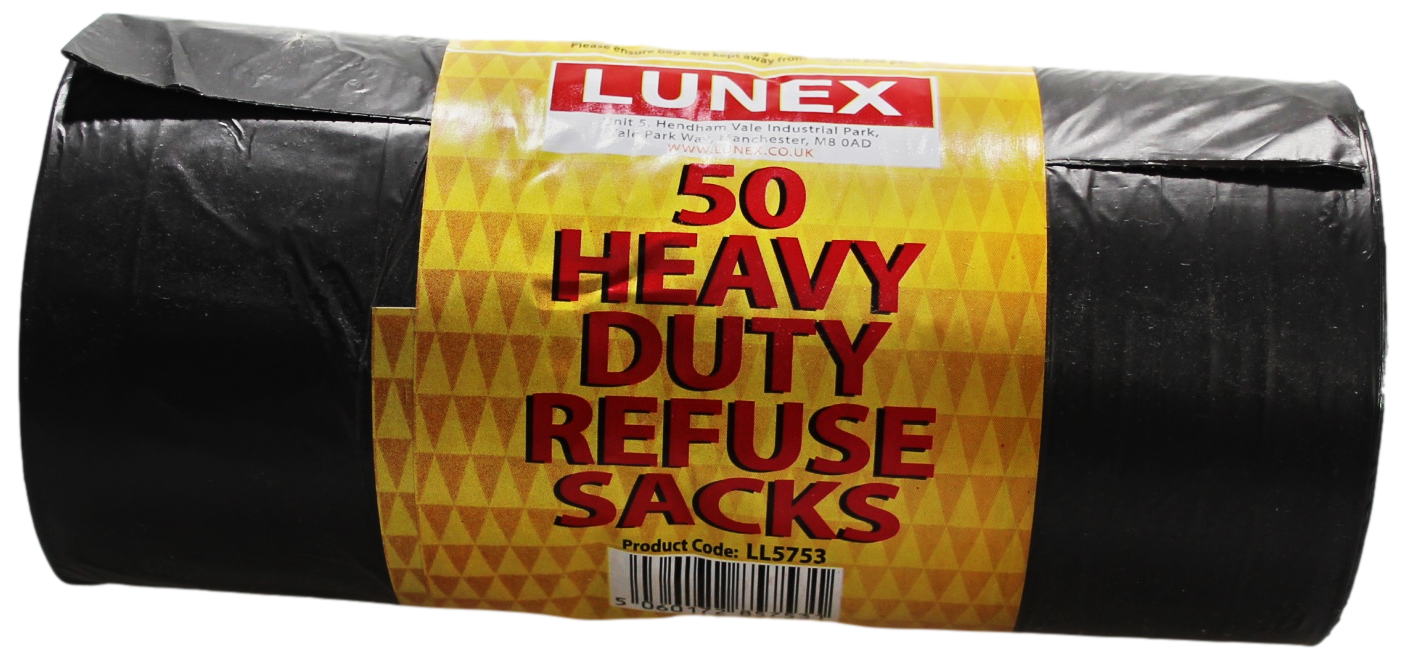 Black Heavy Duty Refuse Sacks Roll of 50 LL5753 A