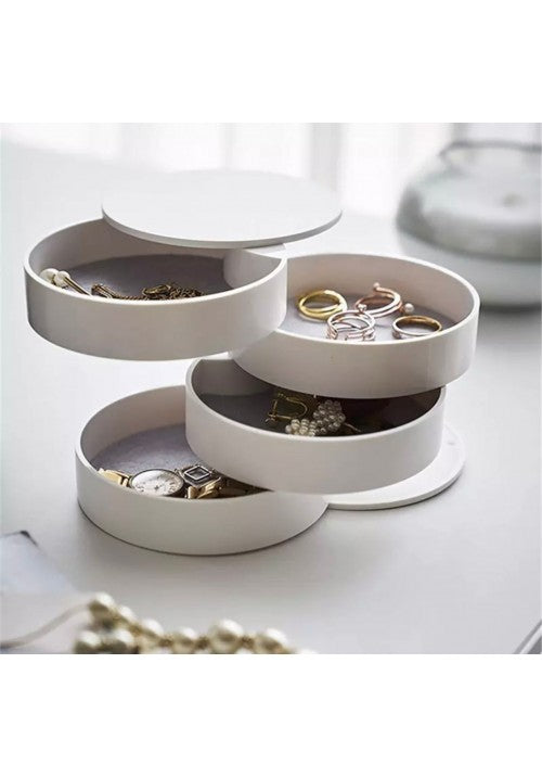 Monar Round 4 Tier Jewellery Accessory Organiser Plastic White MA110