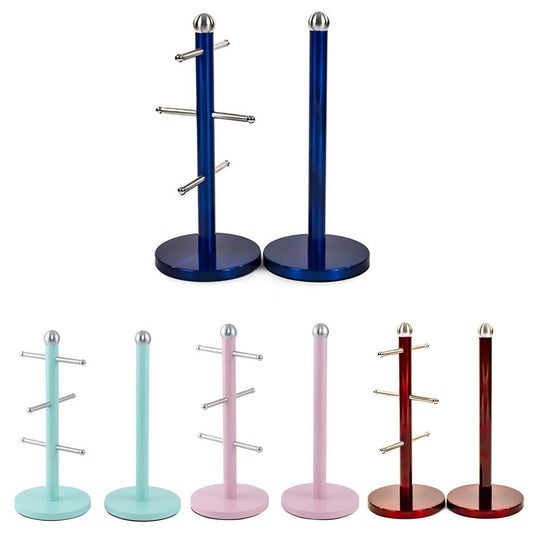 Free Standing Kitchen Roll Holder and Mug Tree Assorted Colours 33 cm 2010 (Parcel Rate)