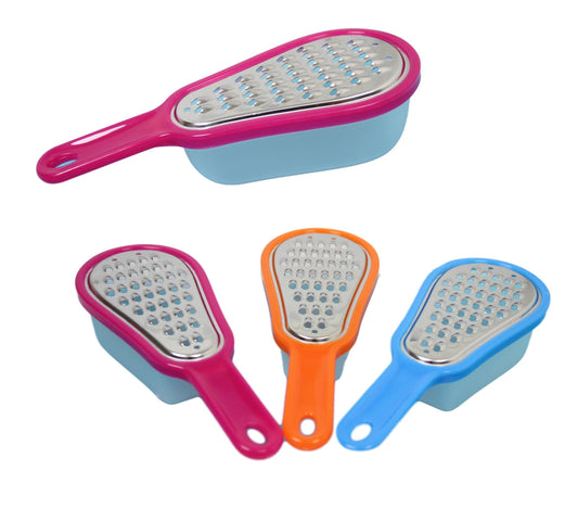 Mini Stainless Steel Cheese Nutmeg Ginger Grater with Storage Container Assorted Colours 5431 A (Parcel Rate)