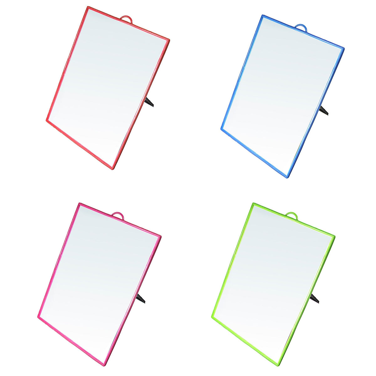 Desk Table Plastic Coloured Border Square Shaped Mirror 18cm x 24cm 0178