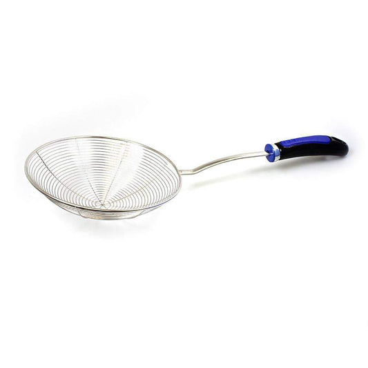 Metal Frying Oil Drainer Net Scoop Strainer with Plastic Handle R20 CM x 44 H 0673 (Parcel Rate)