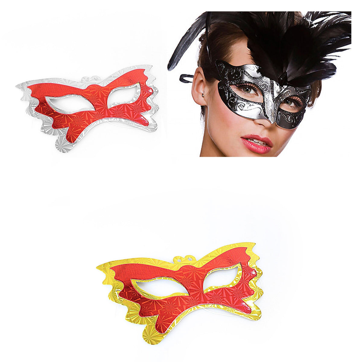 Fancy Dress Paper Shiny Carnival Eye Masks Pack of 7 Assorted Colours 1262