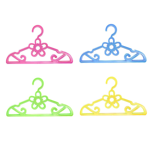 Plastic Clothes Hangers Floral Design 43cm Pack of 4 Assorted Colours 2918 (Parcel Rate)