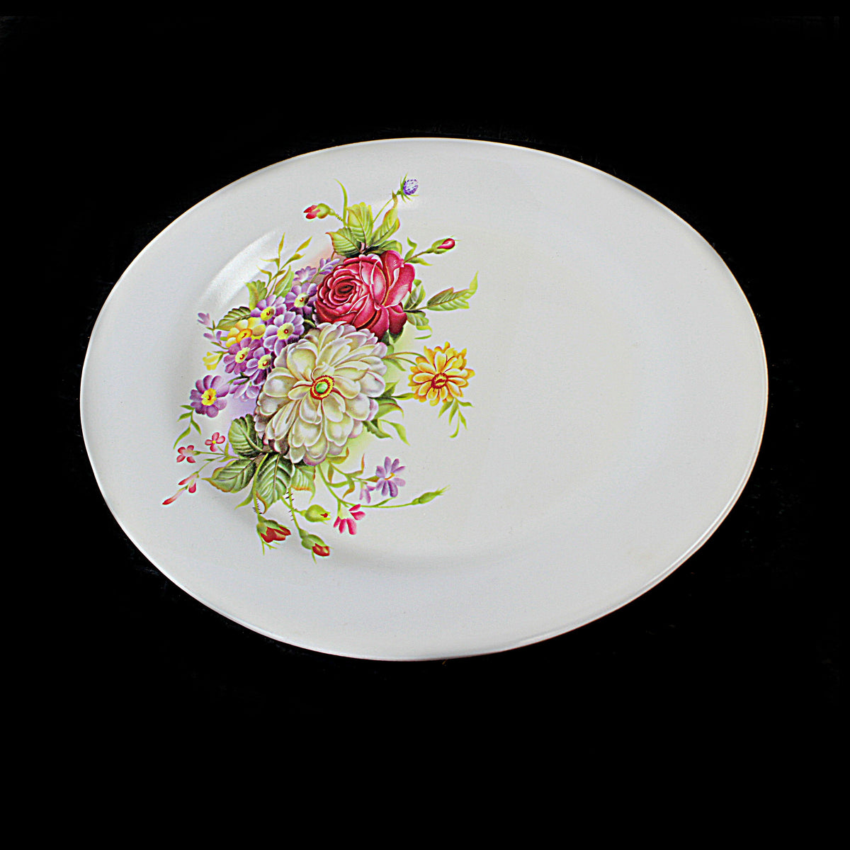 Plastic Plate with Printed Floral Design 20 cm Assorted Designs 2780