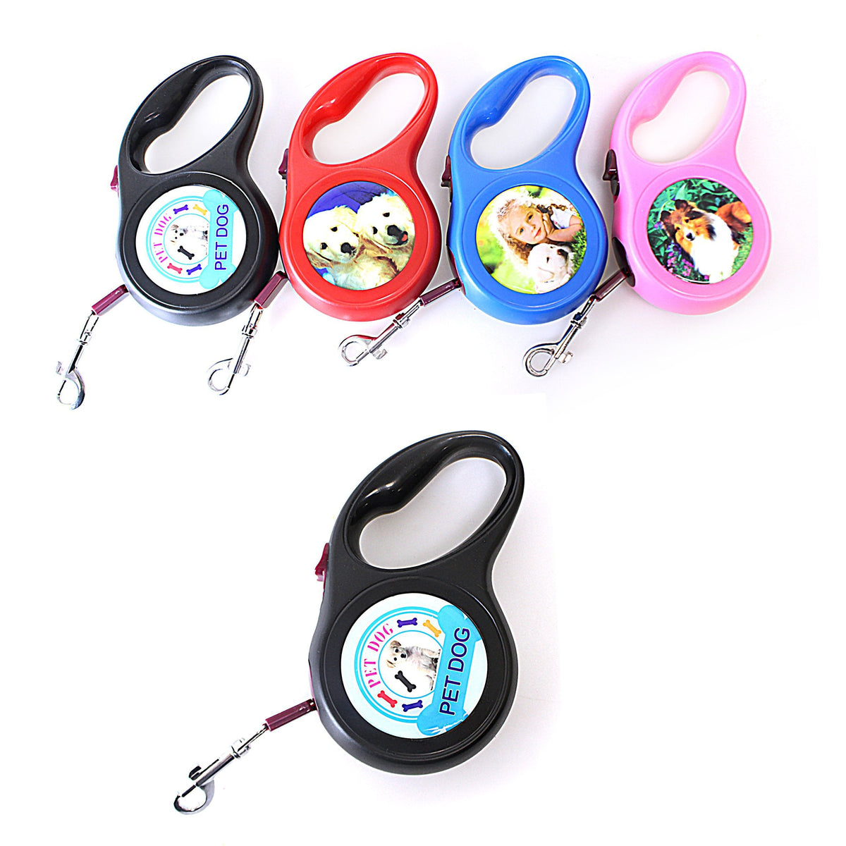 Retractable Dog Pet Lead Training Walking Leash 5m Assorted Designs and Colours 4608