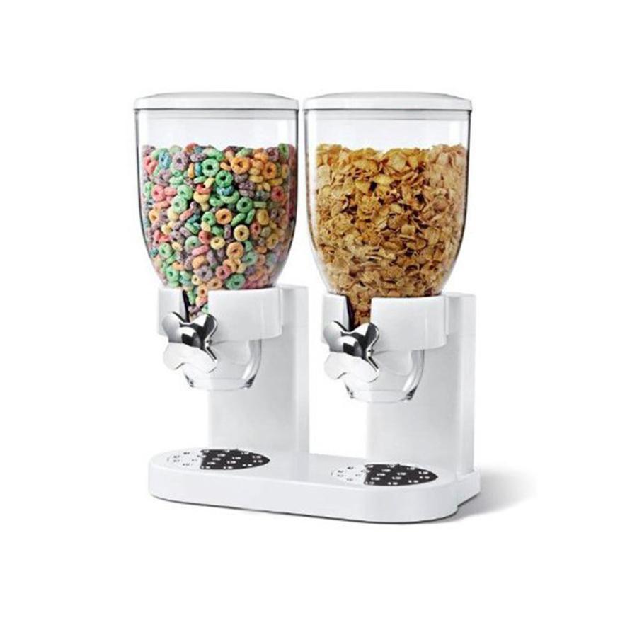 SQ Professional Plastic Double Hotel Cereal Dispenser 2 x 0.5L White 1740 / 4326 (Big Parcel Rate)