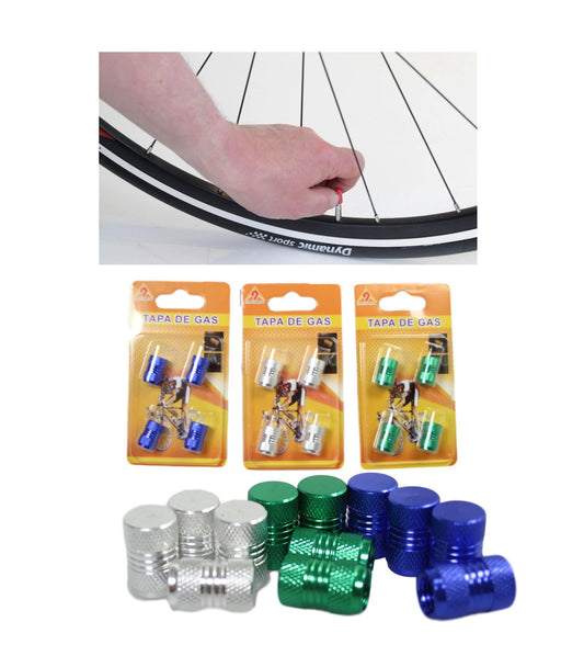 Bike Bicycle Metal Screw On Gas Caps Pack of 4 Assorted Colours 1847 (Large Letter Rate)