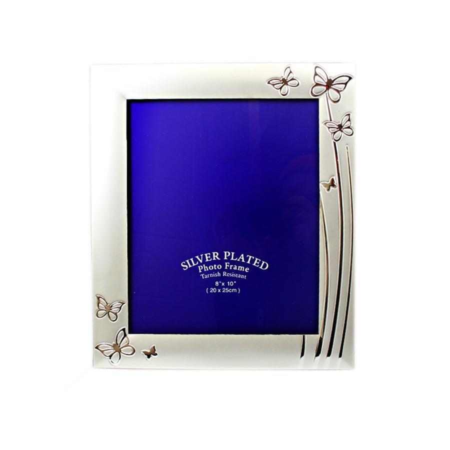 Silver Plated High Quality Photo Picture Frame Butterfly Design 8'' x 10'' 0699