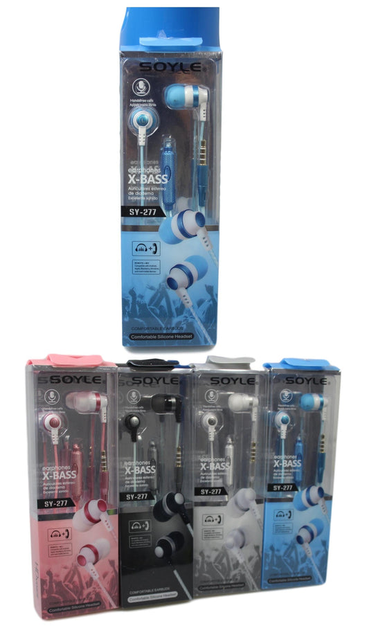 Soyle X-Bass Earphones Comfortable Silicone Headset 4 Colours Available 5270 (Parcel Rate)
