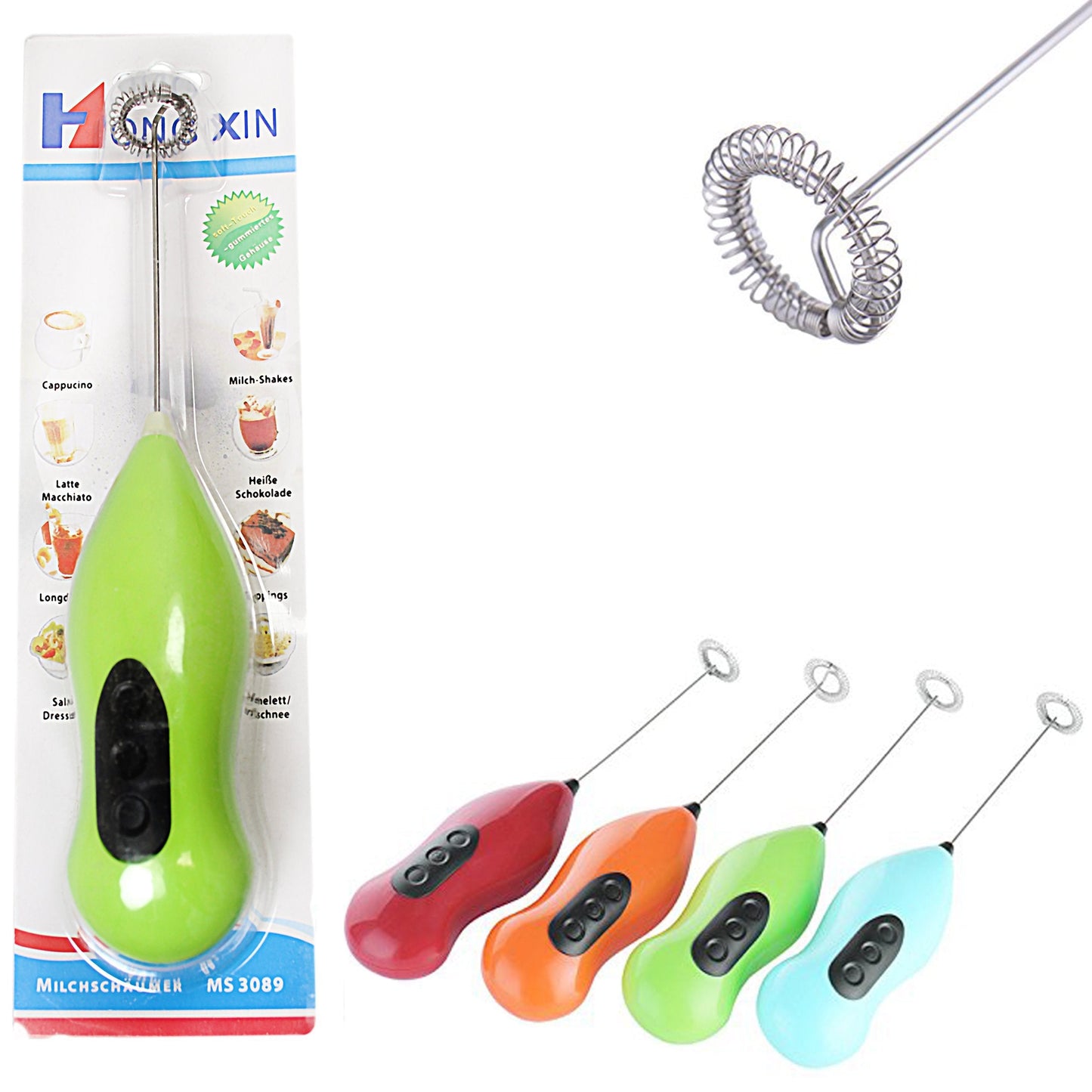 Hand Stirrer Coffee Milk Frother Stirrer Battery Operated 22 cm Assorted Colours 0129 A (Parcel Rate)