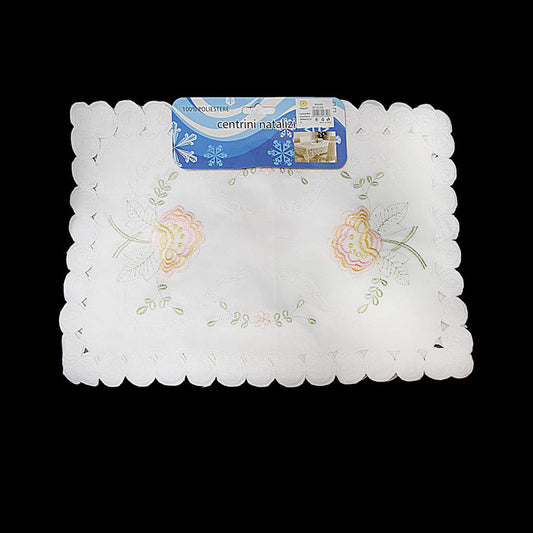 White Table Cloth Placemat with Floral Details Assorted Designs 43 x 28cm 9984 (Large Letter Rate)