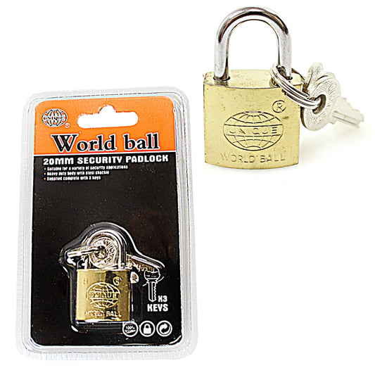Security World Ball Padlock with 3 Keys 20mm 0242 A (Parcel Rate)