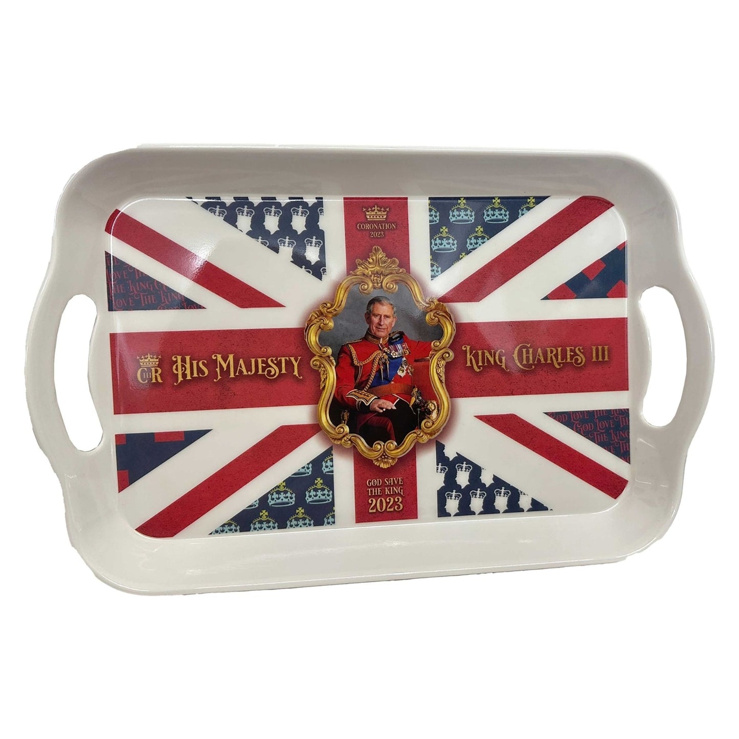 Coronation "His Majesty King Charles III" Traditional Union Jack Plastic Tray 40 x 26cm 821629