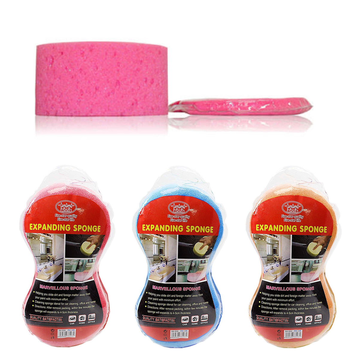Compressed Expanding Kitchen Bathroom Cleaning Sponge Assorted Colours 6203