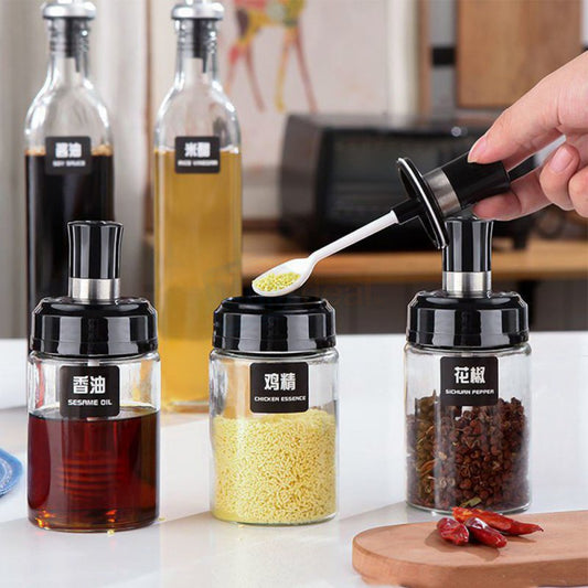 Kitchen Glass Seasoning Spice Oil Vinegar Bottle Set of 3 6663 (Parcel Plus Rate)