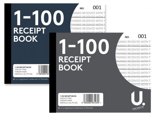 Duplicate Receipt Book 2 Assorted Designs Numbered 001-100/5 x 4'' P1022 A (Parcel Rate)