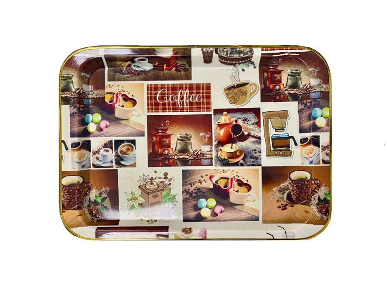Plastic Rectangle Coffee Tea Serving Tray with Printed Design 45 x 32 x 2cm Assorted Designs 1390 (Parcel Rate)