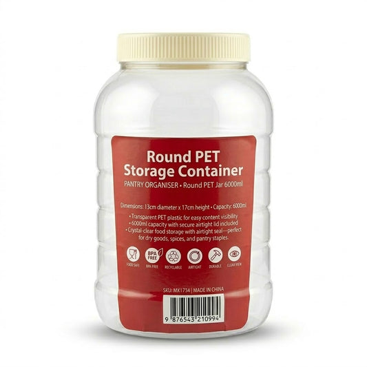 Round PET Jar 6000ml 13 x 17cm, SKU MX1734