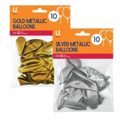 Gold & Silver Metallic Balloon , 10pk 19x12.5x0.5cm 180g SKU P2788