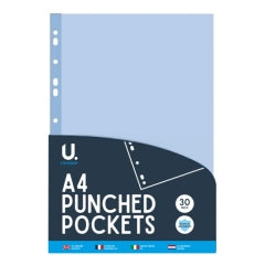 A4 Punched Pockets, 30pk 31.5x24.6x0.5cm 122g SKU P2426