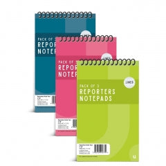 Reporters Notepad 5"x8" 3pk Colour Asst 1 22x13x2cm 234g SKU P1110