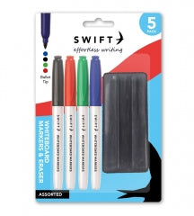 Swift Whiteboard Markers and Eraser Set Assorted Colours 55g SKU P3118