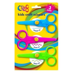 Cre8 Kids Craft Scissors for Art Projects and Crafting Assorted Cutting Edges Blue Pink Green 3 Pack 21x14x1cm 63g SKU MW-5060082957345-PP