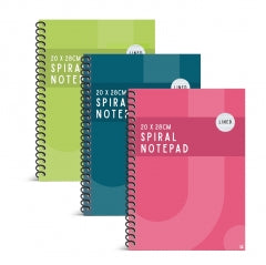 Spiral Notebook 20x28cm Colour Asst 1 28x20x0.5cm 183g SKU P1105