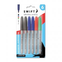 Permanent Markers, 6pk Assorted 19.5x9x1.5cm 53g SKU P3119
