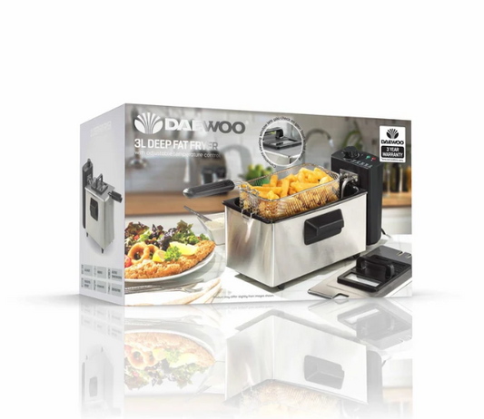 3L Deep Fat Fryer Stainless Steel Adjustable Temperature Control Viewing Window SKU SDA1550GE