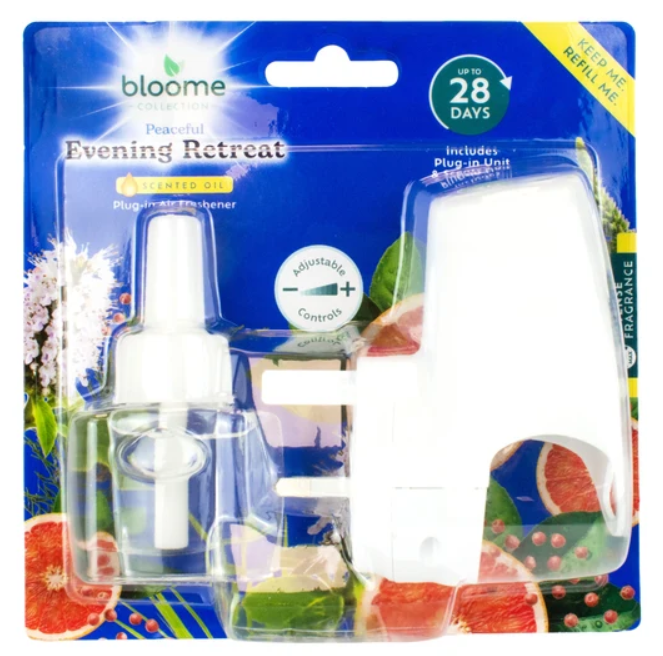 Scented Oil Plug-in Air Freshener for Continuous Home Fragrance Peaceful Evening Retreat 20ml Refill Adjustable 28 Days 1.2kg SKU MW-5056683934922-PP