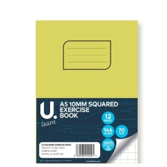A5 Squared Exercise Book, 10mm Squares 21x14.8x0.8cm 160g SKU P1043