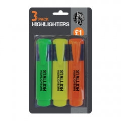 3pk Highlighters 18.5x8.5x1.5cm 59g SKU A2409