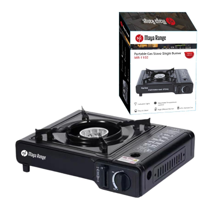 Maya Range Portable Gas Stove Single Burner for Convenient Outdoor Cooking High Efficiency Adjustable Temperature Black 1 Pack SKU MR-1102
